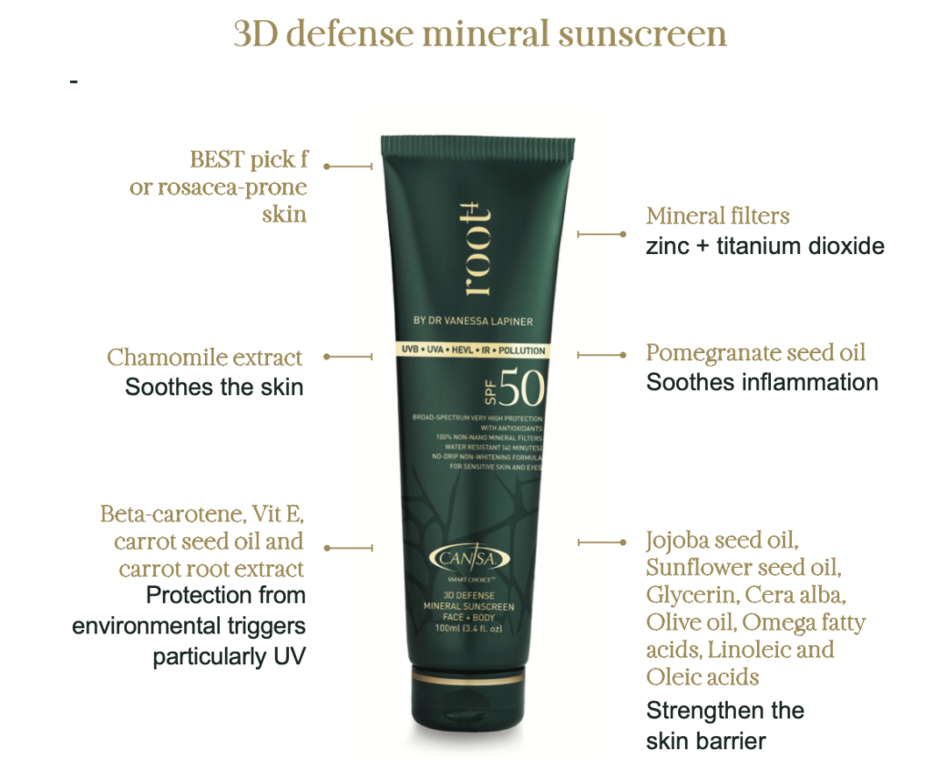 3D defense mineral sunscreen